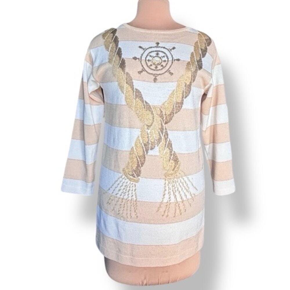 Vintage St John Collection Nautical Rope Knit Tunic Sweater Oversized Small